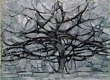 Piet Mondrian Wall Art - Gray Tree